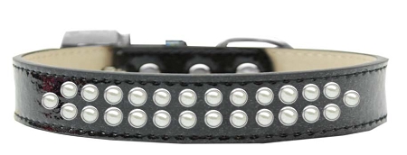 Two Row Pearl Size 12 Black Ice Cream Dog Collar